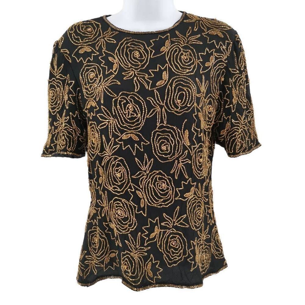 Vintage Stenay Silk Beaded Top | 100% Silk | Made in India | Tag Size Small